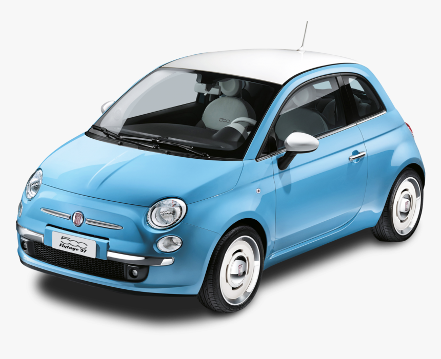 Blue Fiat 500 Vintage 57 Car Png Image - Retro Style Fiat 500, Transparent Png, Free Download