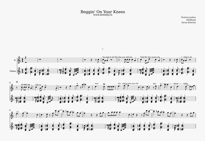 Beggin On Your Knees Piano Notes, HD Png Download, Free Download