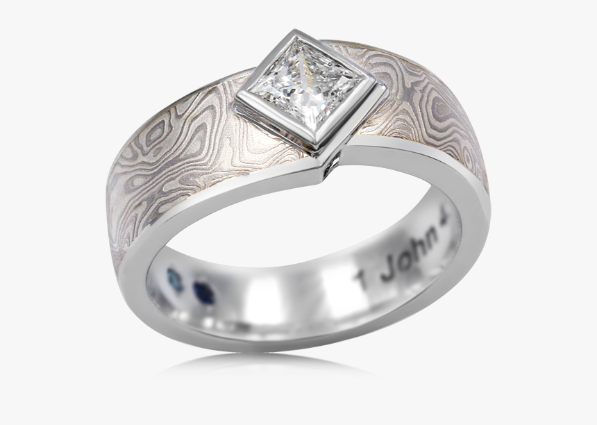 Kite Diamond Men"s Engagement Ring In White Mokume - Pre-engagement Ring, HD Png Download, Free Download