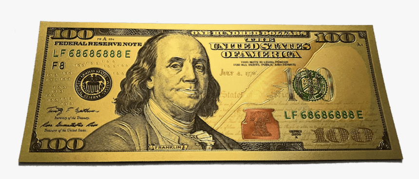 $100 Franklin Colorized Gold Foil Polymer Replica Banknote - New 100 Dollar Bills 2018, HD Png Download, Free Download