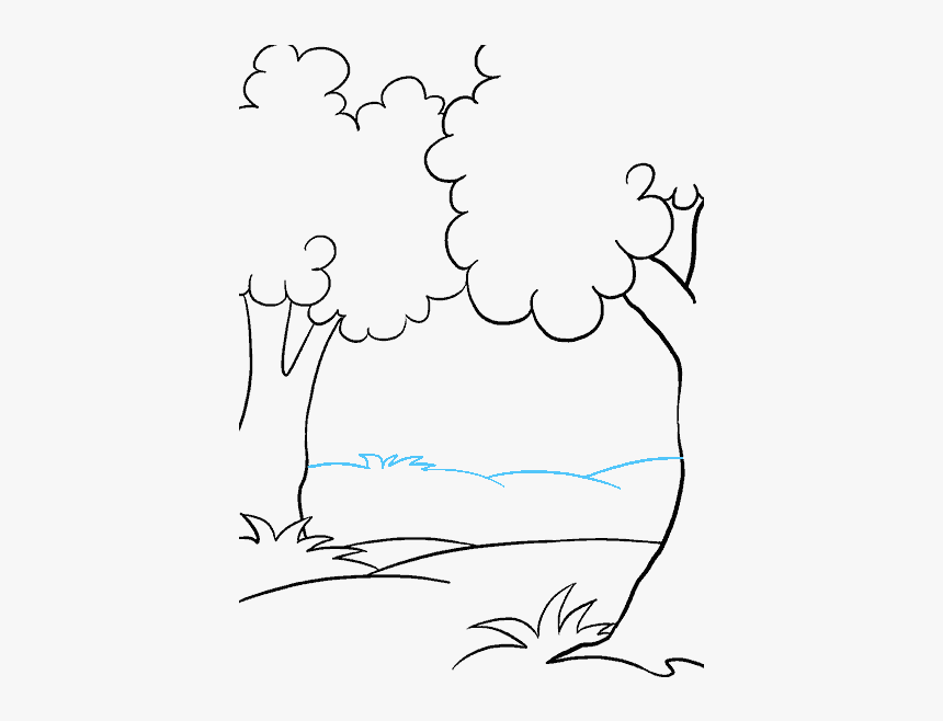 How To Draw Cartoon Forest - Small Easy Drawing Forest, HD Png Download, Free Download