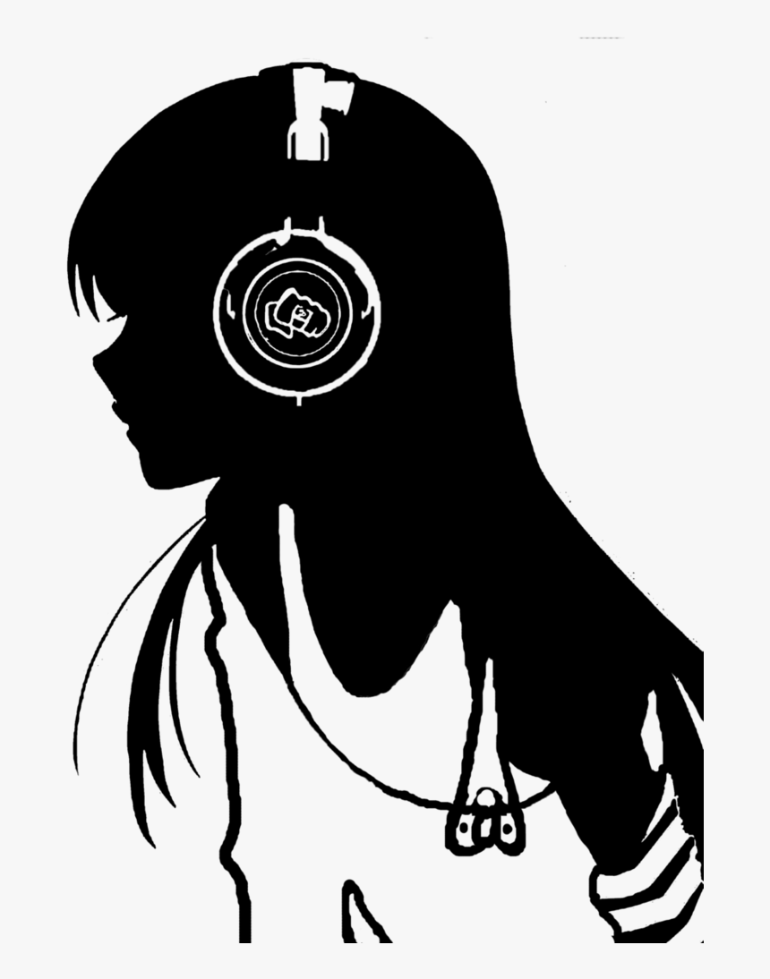 Silhouette Character Headgear Clip Art - Black And White Anime Art, HD Png Download, Free Download