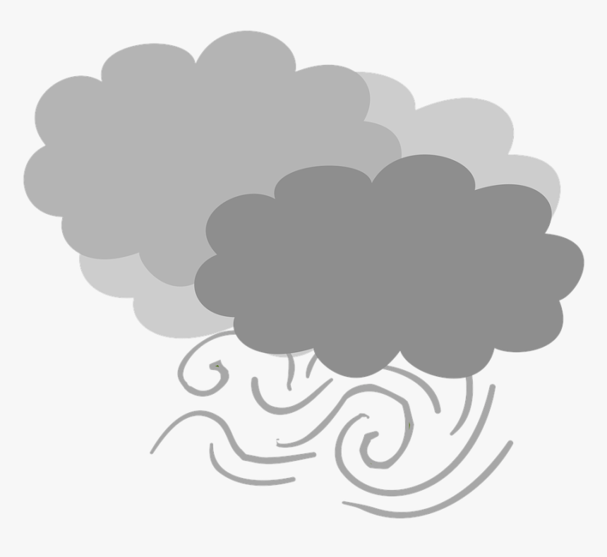 Wind Cloudy Gray Clouds Free Photo - Cloudy Cartoon, HD Png Download, Free Download