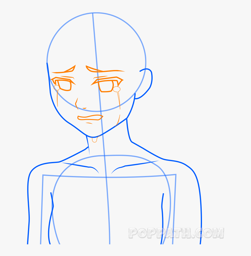 Add Details To The Face Such As Sad Eyes With Tears - Draw A Crying Face, HD Png Download, Free Download