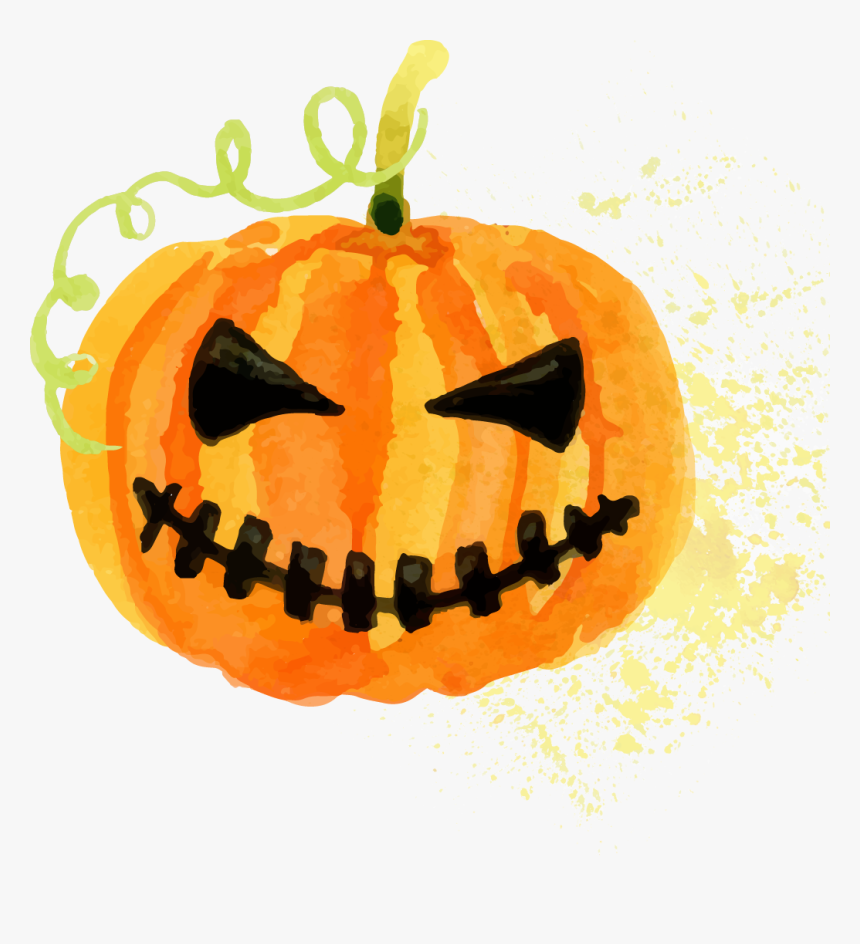 Halloween Costume Pumpkin Jack O" Lantern - Pumpkin Halloween Watercolor Clipart, HD Png Download, Free Download