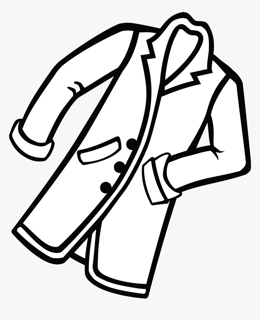 Clipart Of Coat, Black Coat And Closet - Coat Clipart Black And White, HD Png Download, Free Download