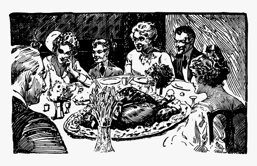 Thanksgiving Dinner Family - Thanksgiving Day Pictures Black And White, HD Png Download, Free Download