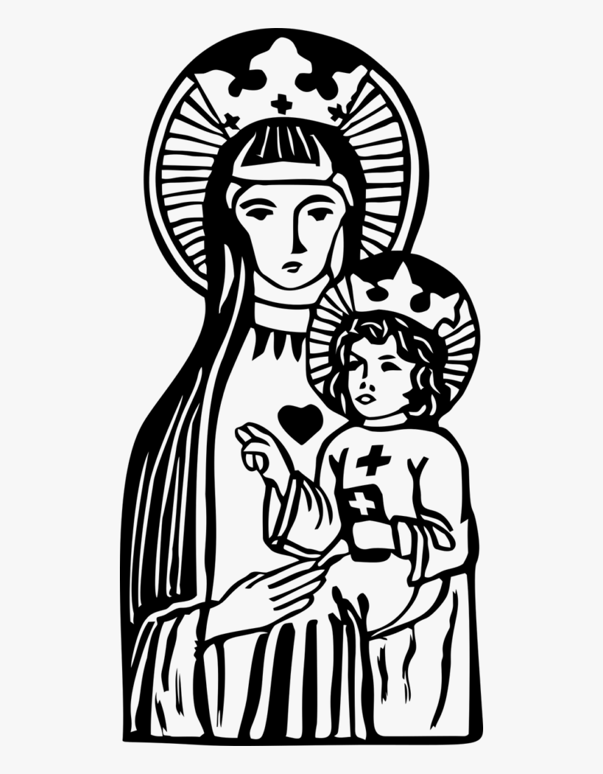 Transparent Blessed Virgin Mary Clipart - Gambar Bunda Maria Hitam Putih, HD Png Download, Free Download