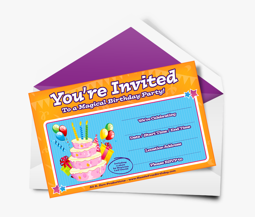 Horizontal Birthday Party Invitation - Invitation Clipart, HD Png Download, Free Download