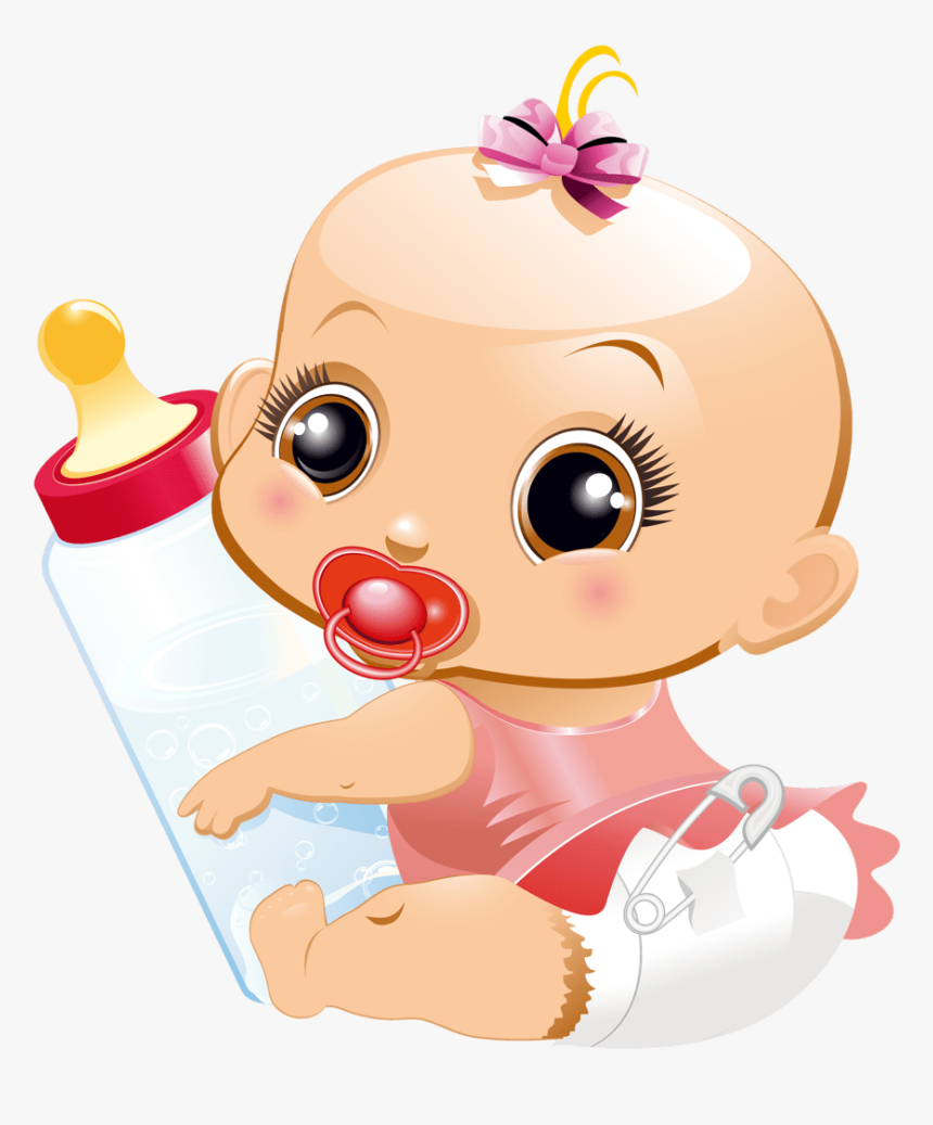 Baby Girl Clip Art - Bebe Con Biberon Animado, HD Png Download, Free Download