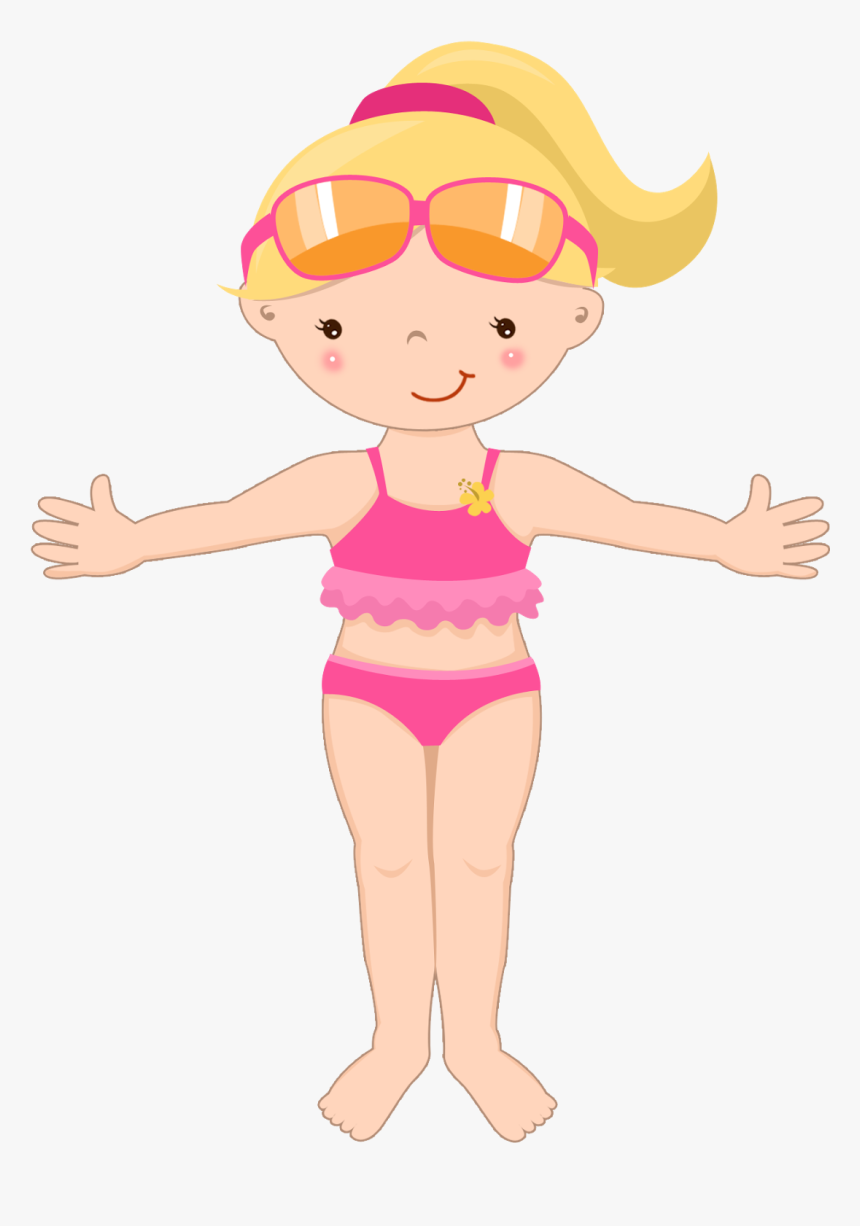 Dibujos Digi Stamps Summer - Little Girl In Swimsuit Clipart, HD Png Download, Free Download