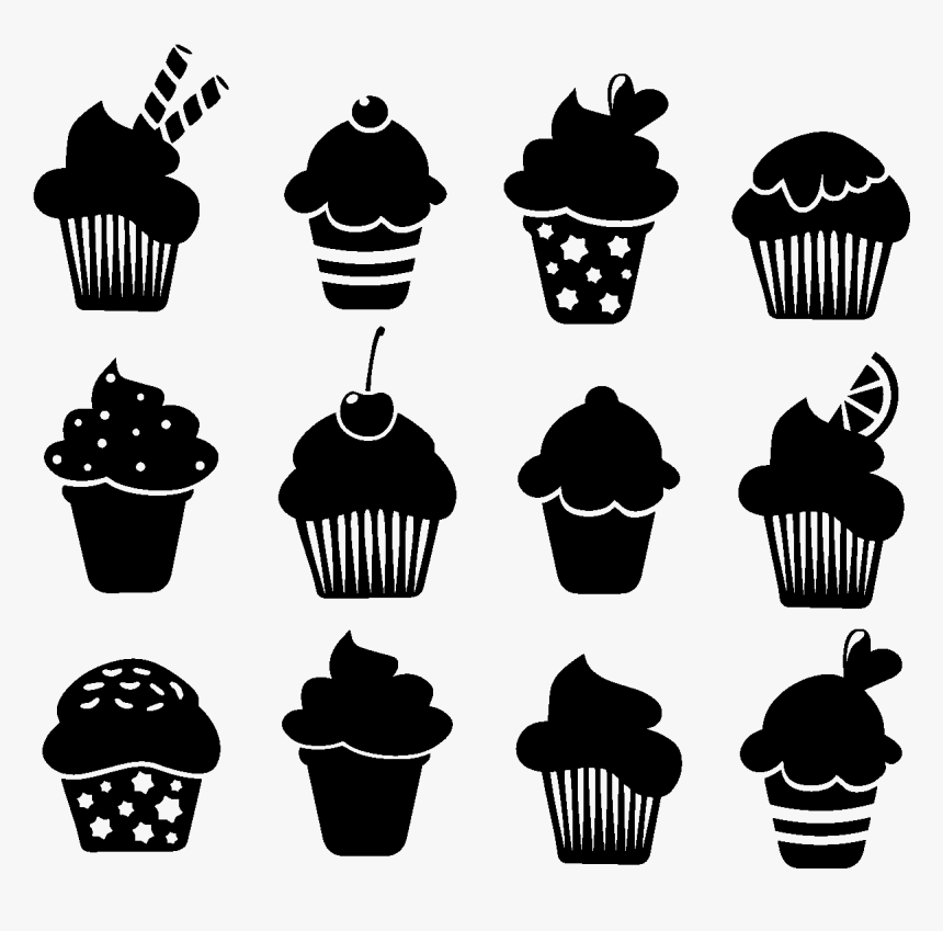 Chalk Cupcake Png - Cupcakes Icon Black And White, Transparent Png, Free Download