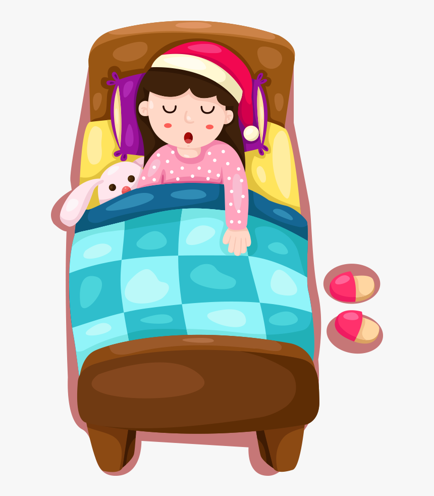 Bed Vector Cartoon Girl - Girl In Bed Cartoon, HD Png Download, Free Download
