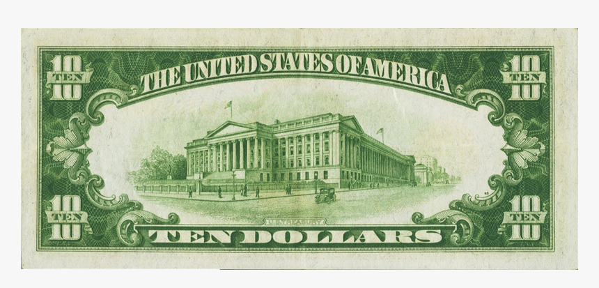 $10 1928 Gold Certificate - 1950 10 Dollar Bill Back, HD Png Download, Free Download
