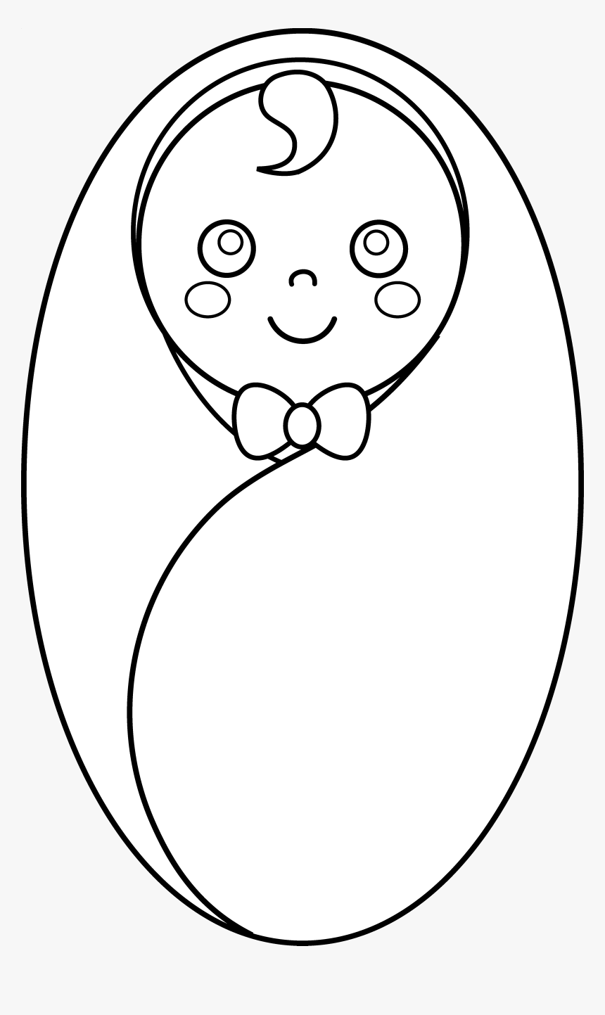 Wrapped In Coloring Pages - Simple Newborn Baby Drawing, HD Png Download, Free Download