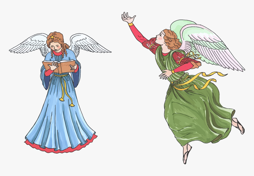 Two Female Angels Clip Arts - Female Heaven Angels, HD Png Download, Free Download