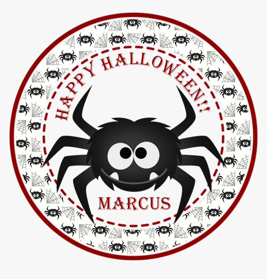 Black Spider Happy Halloween Stickers Or Favor Tags - Happy Halloween Stickers, HD Png Download, Free Download