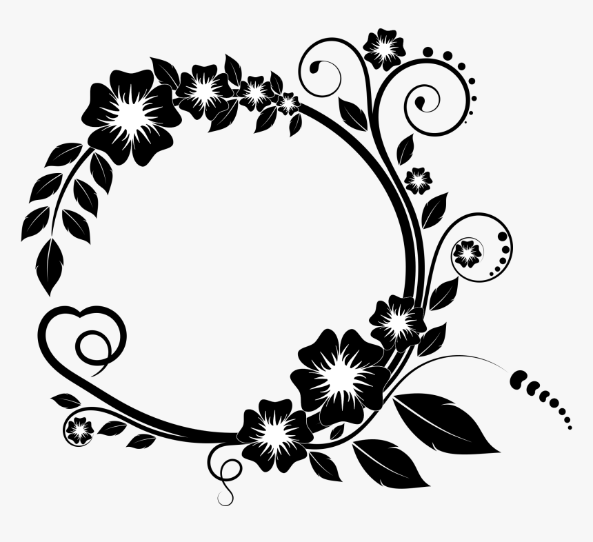 Flower Border Design Black And White, HD Png Download, Free Download