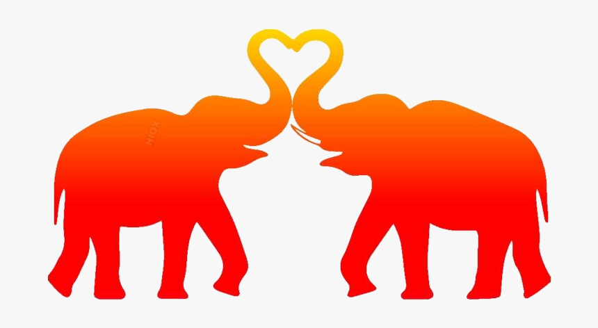 Elephant Love Heart Png Vector - Silhouette Elephant, Transparent Png, Free Download