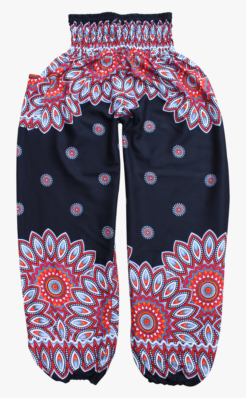 Black Floral Harem Pants Bohemian Island - Pattern, HD Png Download, Free Download