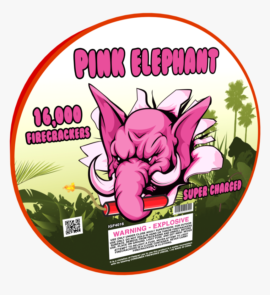 Pink Elephant 16000 Firecrackers Pink Elephant - Clip Art, HD Png Download, Free Download