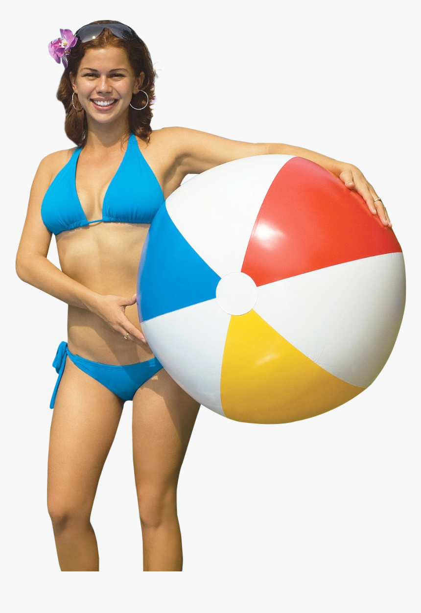 Woman Holding Beach Ball Png Image - Holding A Beach Ball, Transparent Png, Free Download