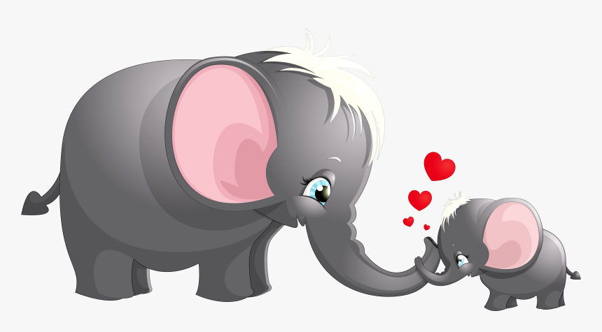 Elephants Clipart Heart - Clipart Elephants Mom And Baby, HD Png Download, Free Download