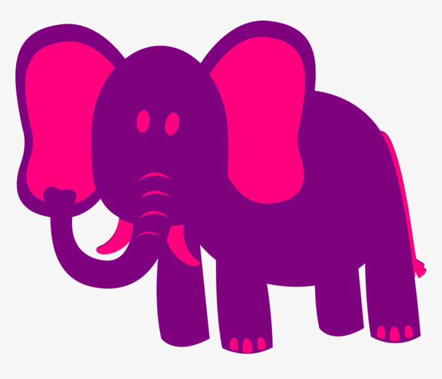 Pink, Elephant, Cute, Nature, Animal, Mammal, Zoo - Pink And Purple Elephants, HD Png Download, Free Download