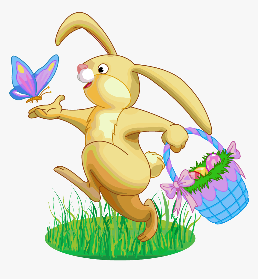 Easter Rabbit Png Clipart - Easter Bunny And Basket, Transparent Png, Free Download