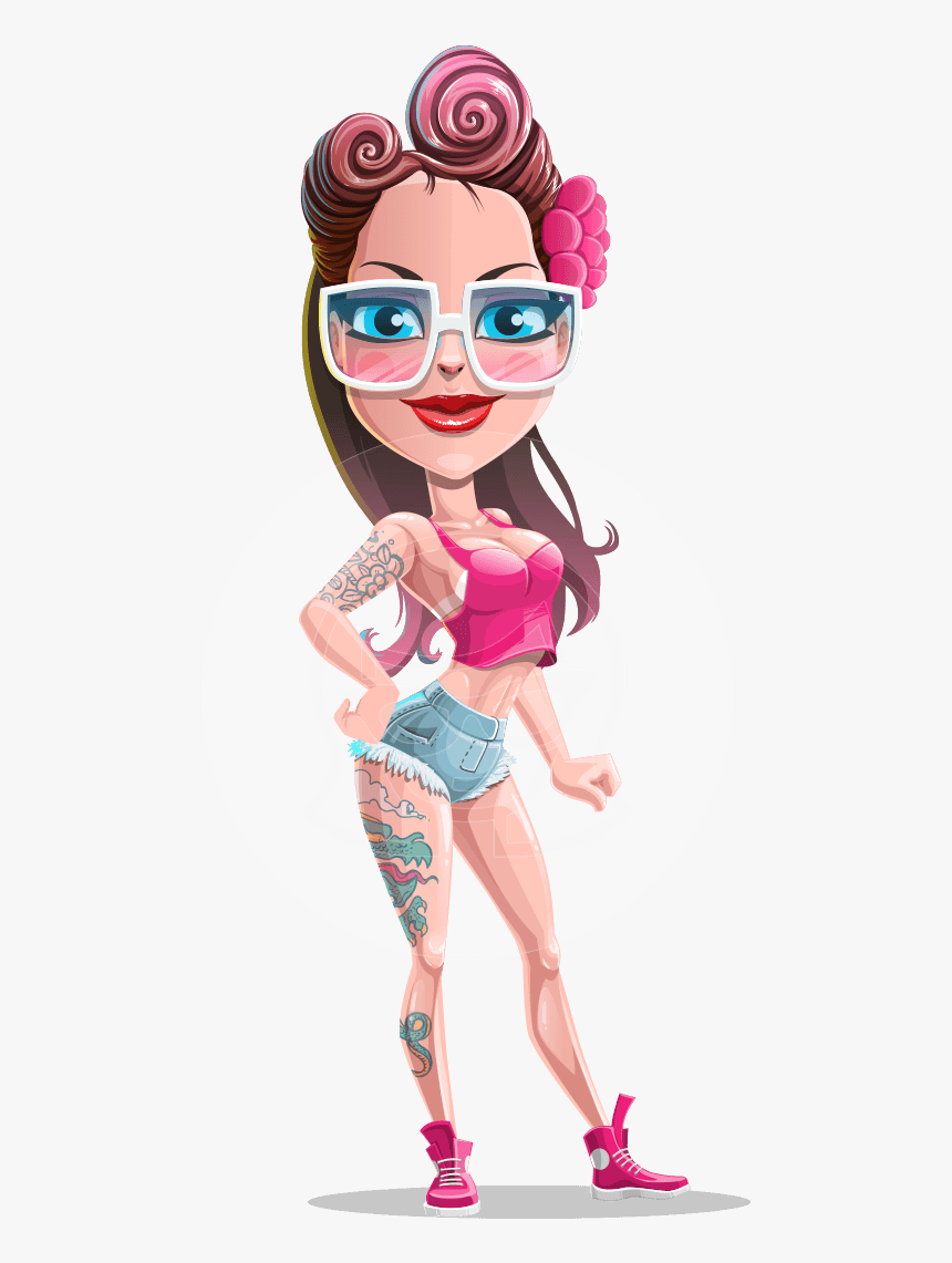 Tattoed Girl Cartoon Vector Character Aka Cindy - Hot Girl Cartoon Png, Transparent Png, Free Download