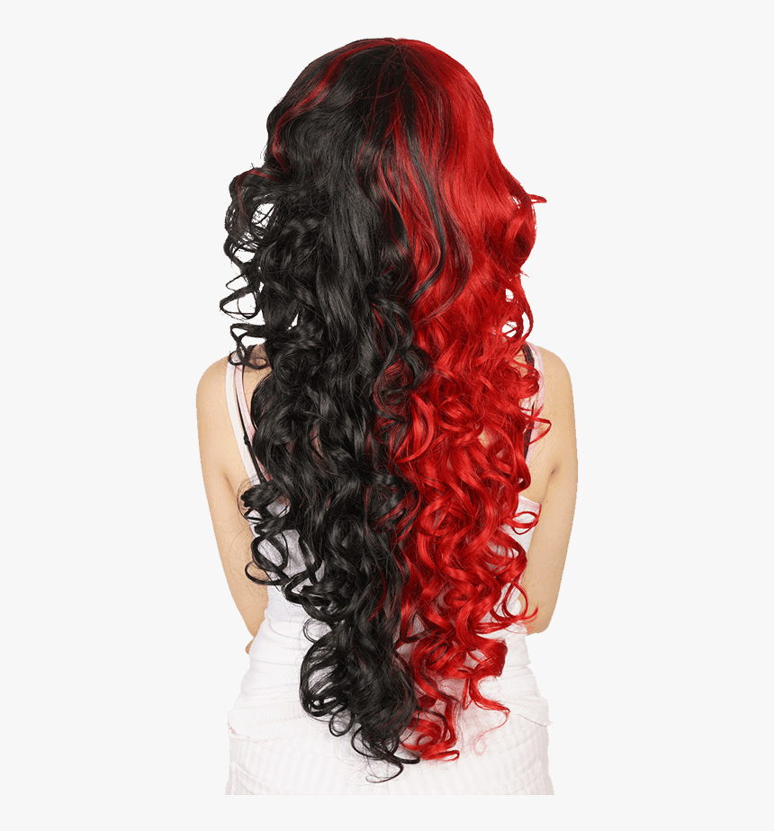 Split Red And Black Wig - Lace Wig, HD Png Download, Free Download