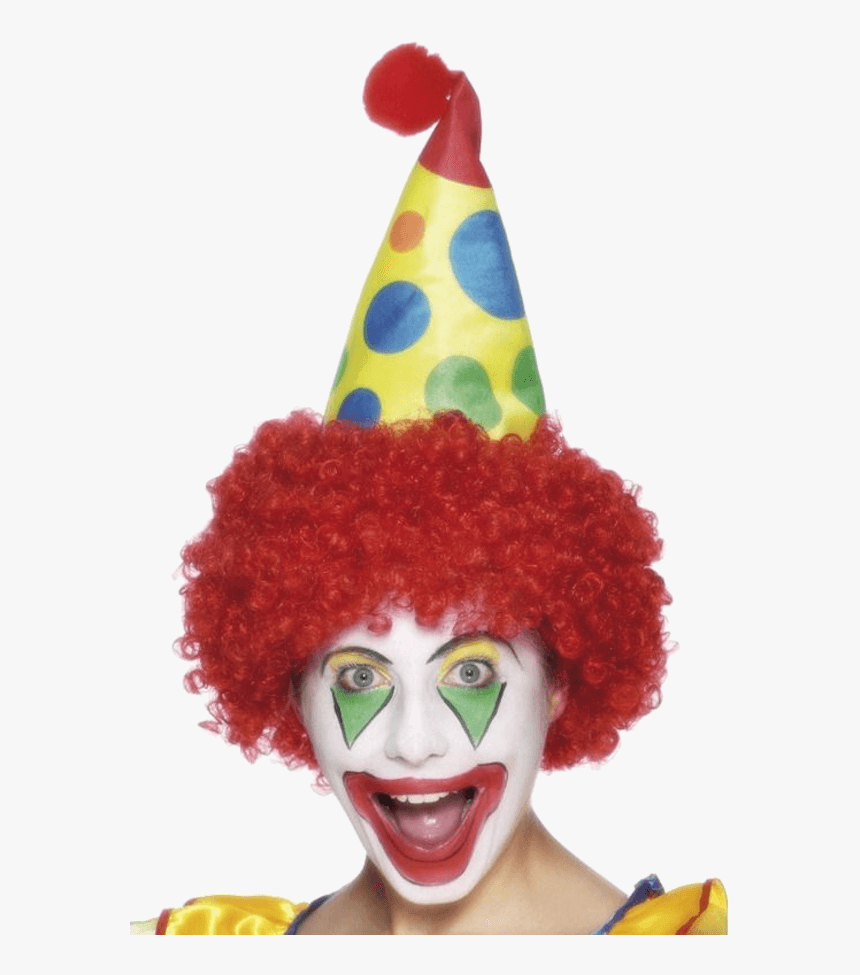 Red Wig With Clown Hat - Clown With A Hat, HD Png Download, Free Download