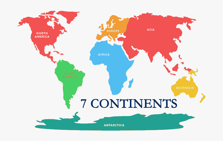 World Map Continent World Ocean - World Map 6 Continents, HD Png Download, Free Download