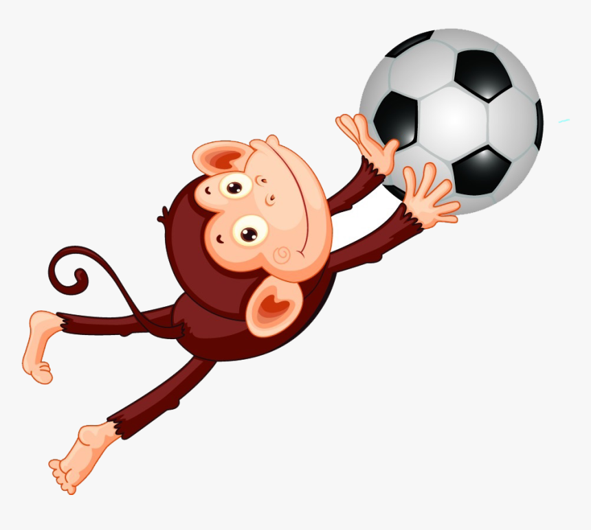 Monkey Clipart Soccer - Monkey Clipart Playing Sports, HD Png Download, Free Download