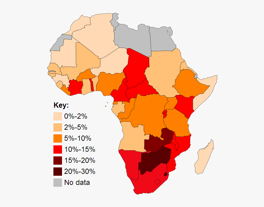 Aids In Africa - Hiv Aids Africa Map, HD Png Download, Free Download