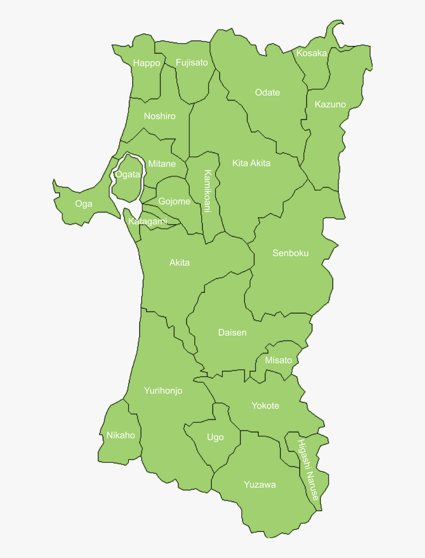 Akita Prefecture Cities And Towns 2 - Hachirogata Map, HD Png Download, Free Download