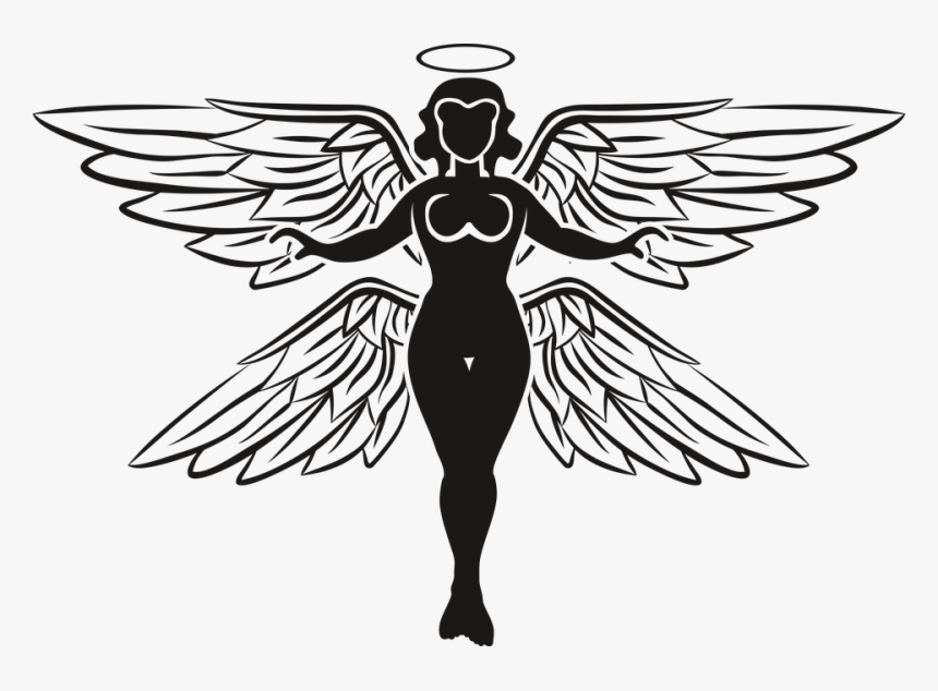 Angel, The Archangel, Character, Halo, Wings - Sayap Malaikat Hitam Putih, HD Png Download, Free Download