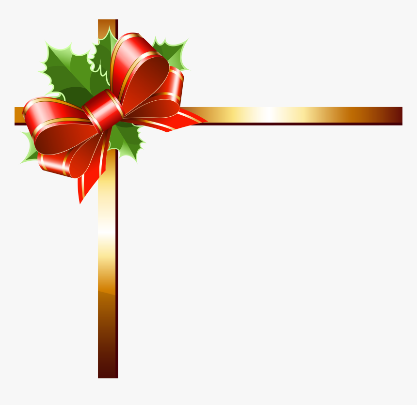 Gold Christmas Ribbon Clipart, HD Png Download, Free Download