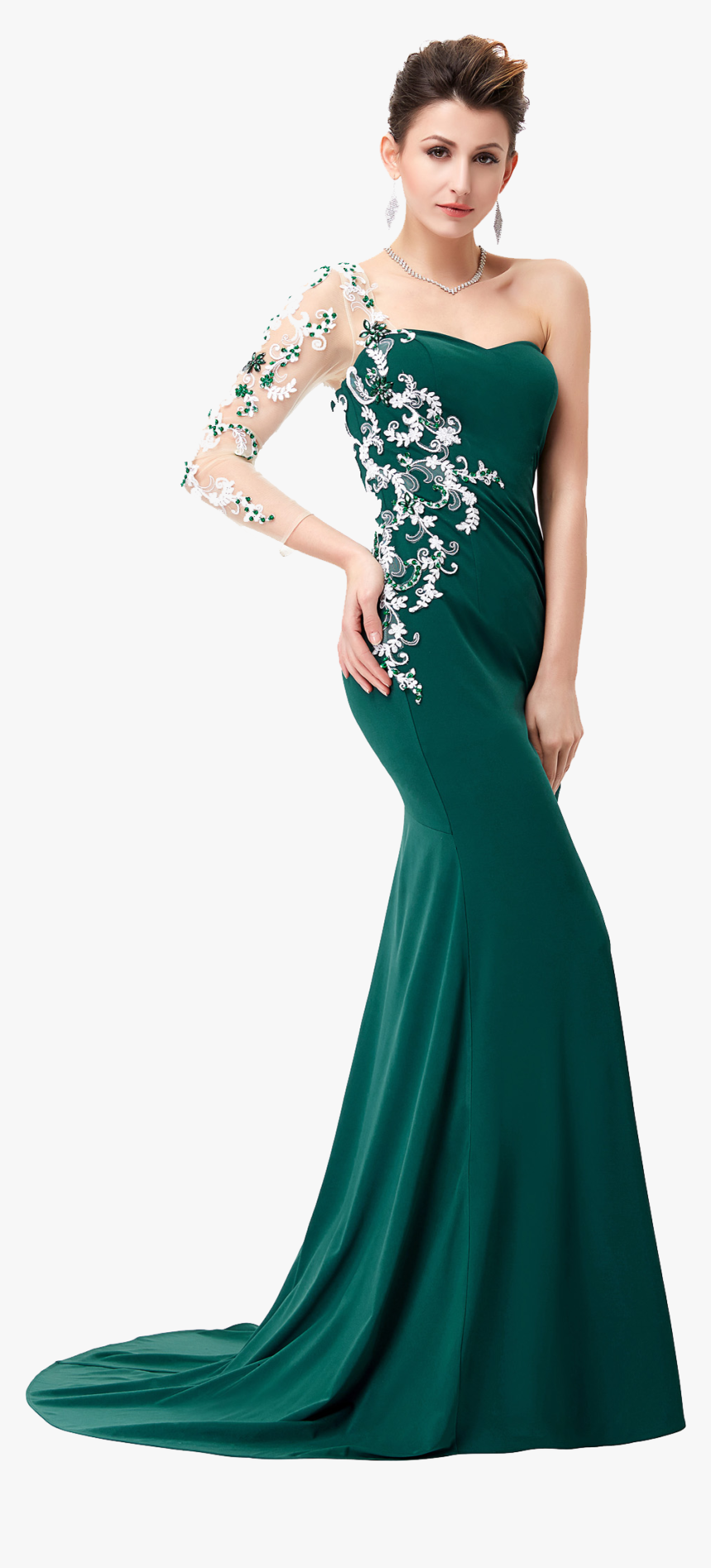 Vestidos De Noche De Color Verde Hoja , Png Download - Matric Farewell Dresses, Transparent Png, Free Download