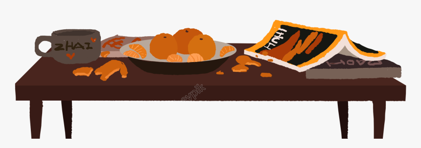 Books Snacks Cartoon Coffee Tables Commercially Available - Table Snack Png, Transparent Png, Free Download
