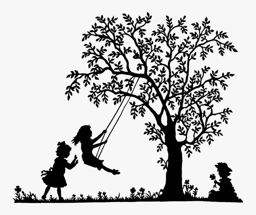 Swing Tree Clip Art - Girl On Swing Silhouette, HD Png Download, Free Download