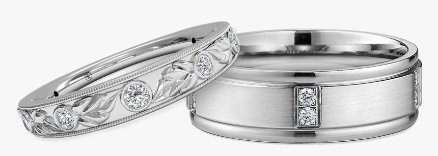 Silver Wedding Rings Png - His And Her Ritani Wedding Bands, Transparent Png, Free Download