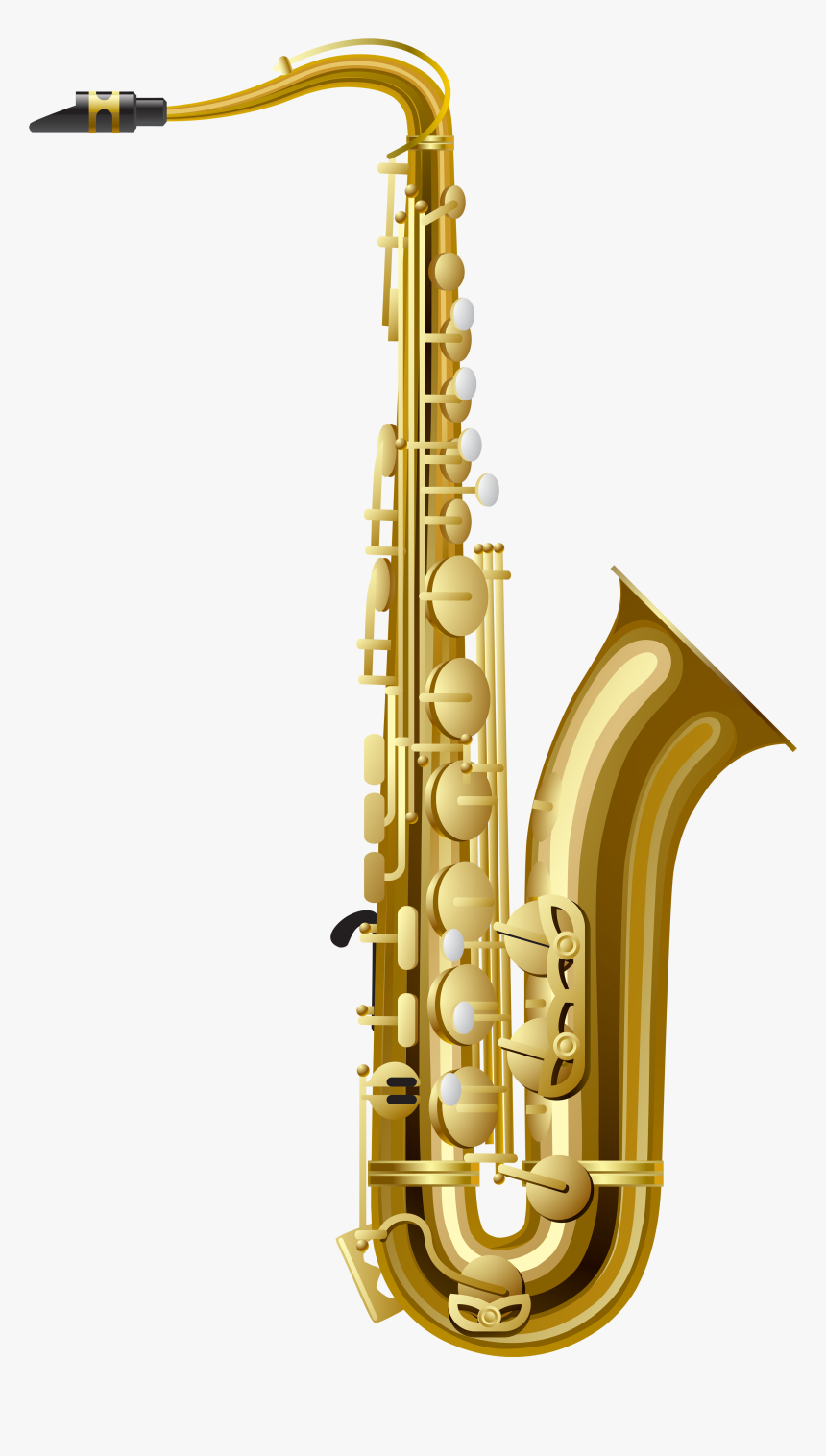 Gold Saxophone Png Clipart - Musical Instrument Png, Transparent Png, Free Download