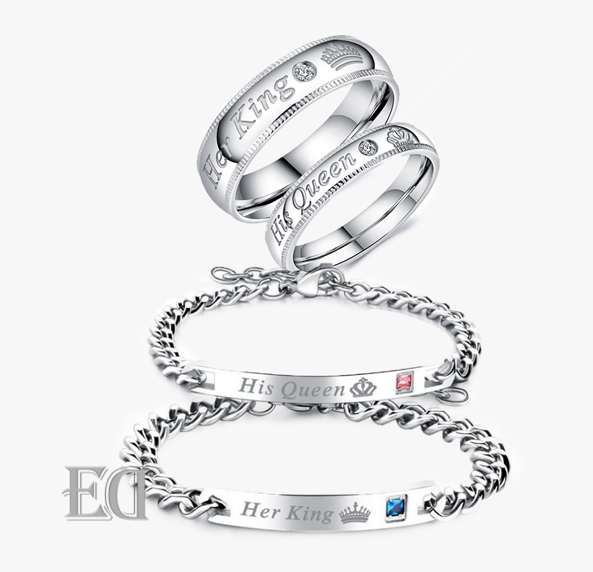 Gifts For Men Gifts For Women King Queen Silver Bracelets - King And Queen Anillos, HD Png Download, Free Download