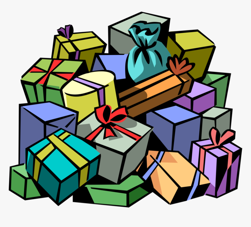 Vector Illustration Of Large Pile Of Christmas Gift - Cartoon Picture Of A Christmas Present, HD Png Download, Free Download