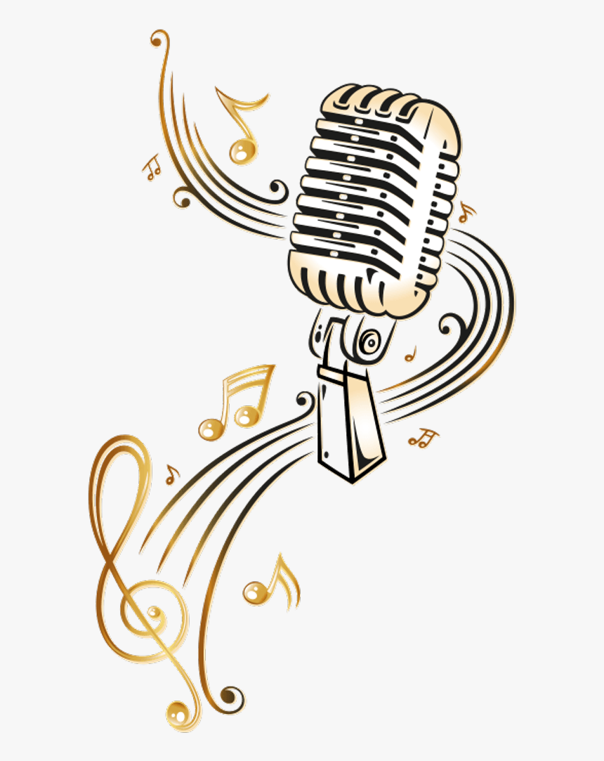 #music #microphone #gold - Microphone With Music Notes Clipart, HD Png Download, Free Download