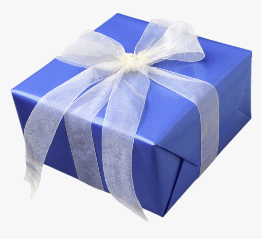 Blue Gift Box With White Ribbon Clip Arts - Blue Gift Wrapped Box, HD Png Download, Free Download