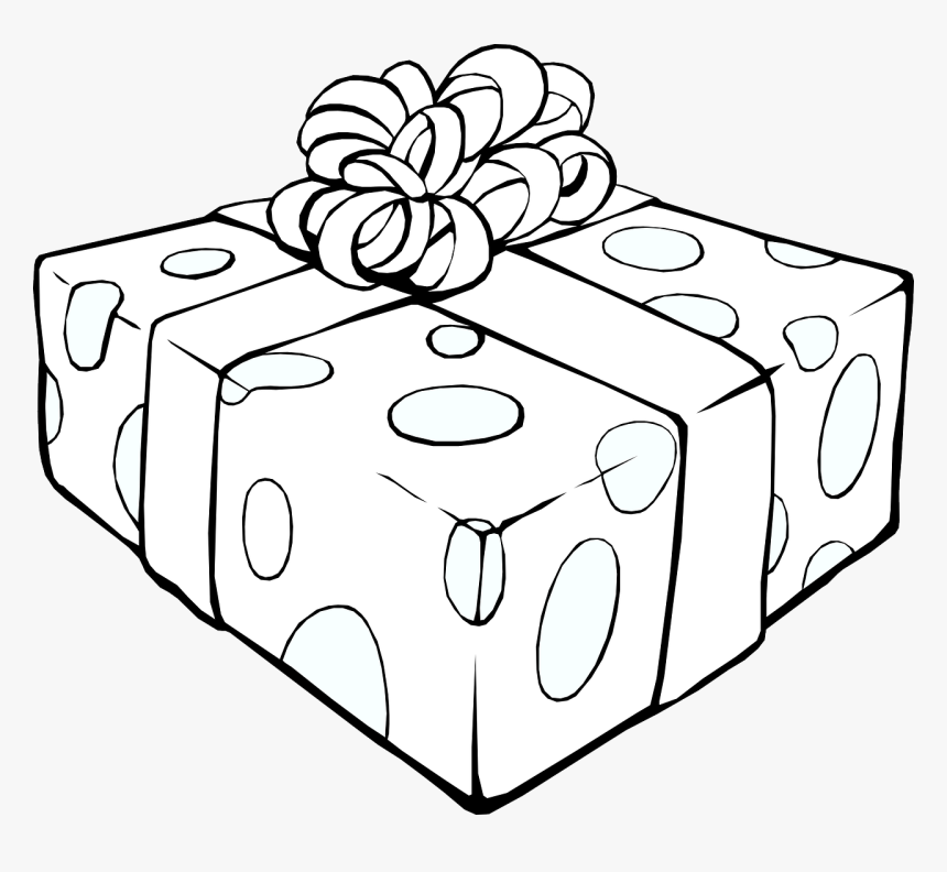 Gift Present Ribbon Free Picture - Gift Box Clipart Black And White, HD Png Download, Free Download