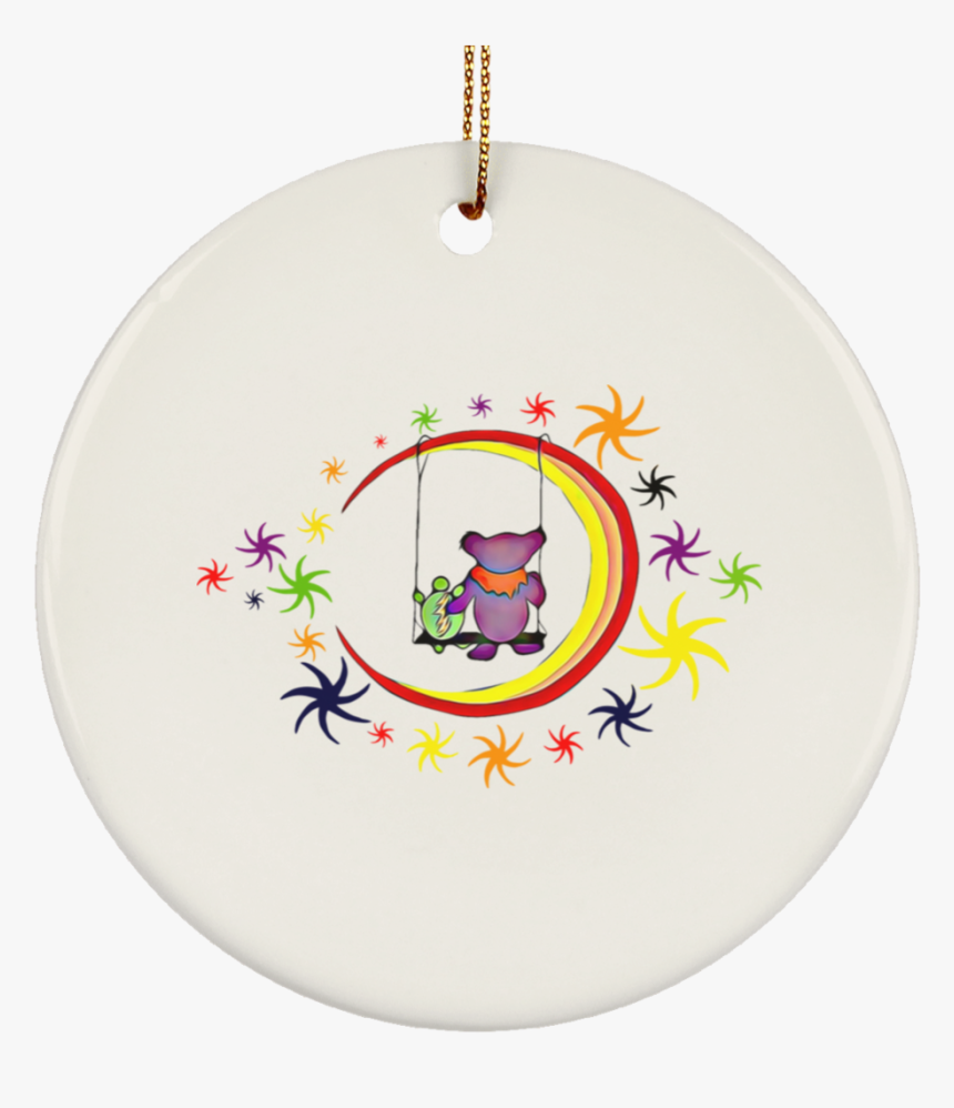 Terrapin Bear Moon Swing Ceramic Circle Tree Ornament - Christmas Ornament, HD Png Download, Free Download