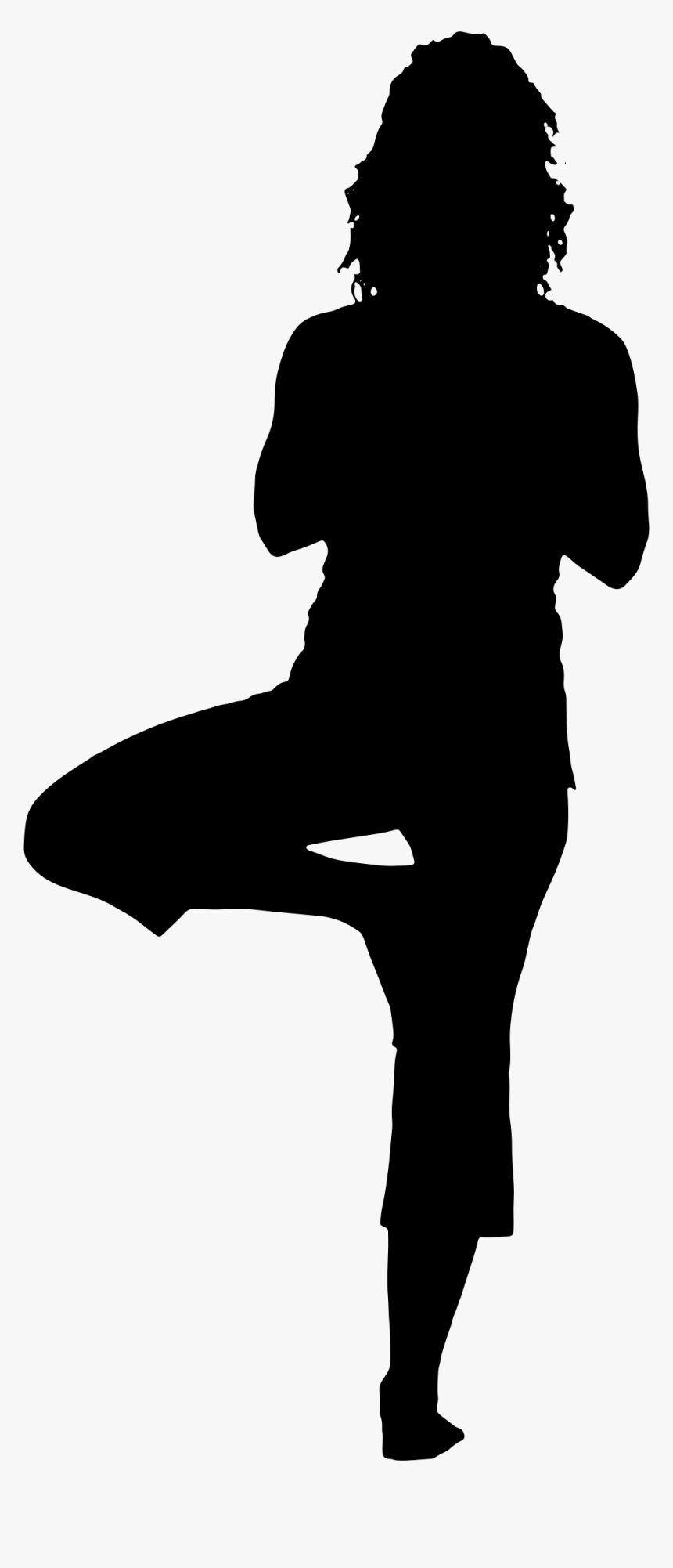 Woman Yoga Png - Woman Tree Pose Silhouette, Transparent Png, Free Download